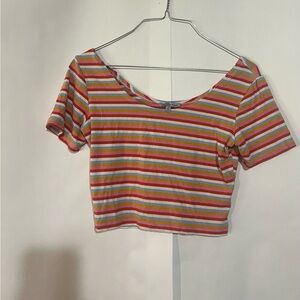 Charlotte Russe Multi-Colored Crop T-Shirt Size M